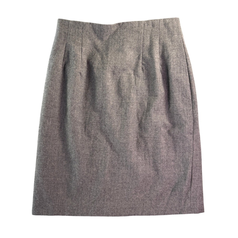 Vintage Adolfo International‎ Gray 100% Wool Lined Pencil Skirt Size 12